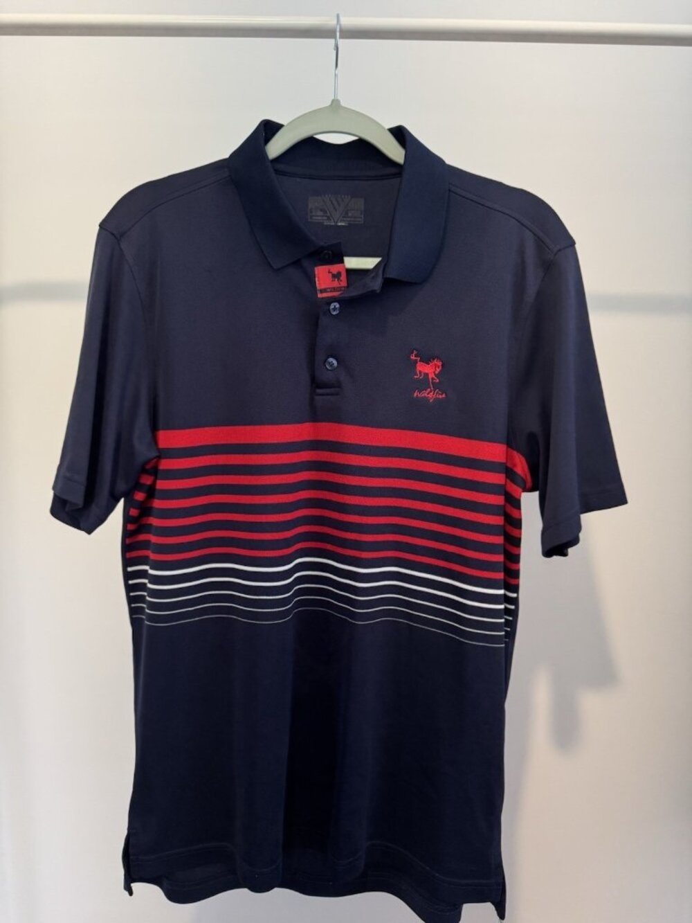 Levelwear Golf Polo Men's Medium Red Wildfire Abstract Print Stretch